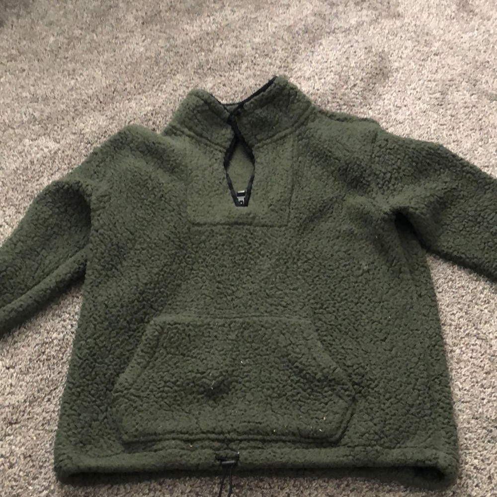 Pink fuzzy Sherpa pullover quarter zip